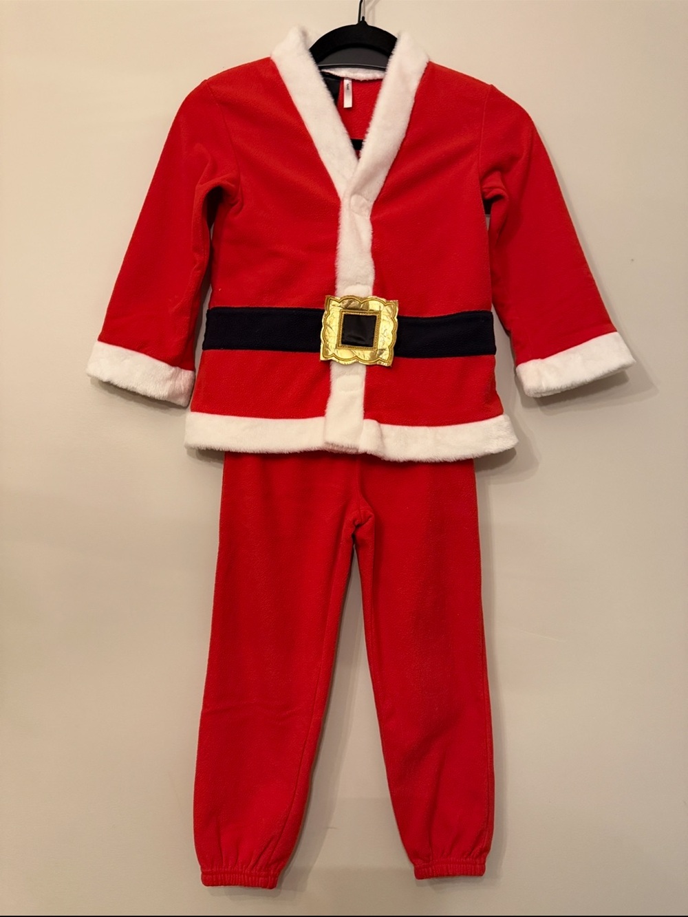 H&M Red and White Santa-Style Kids Costume with Black Belt Kids Size 4-6